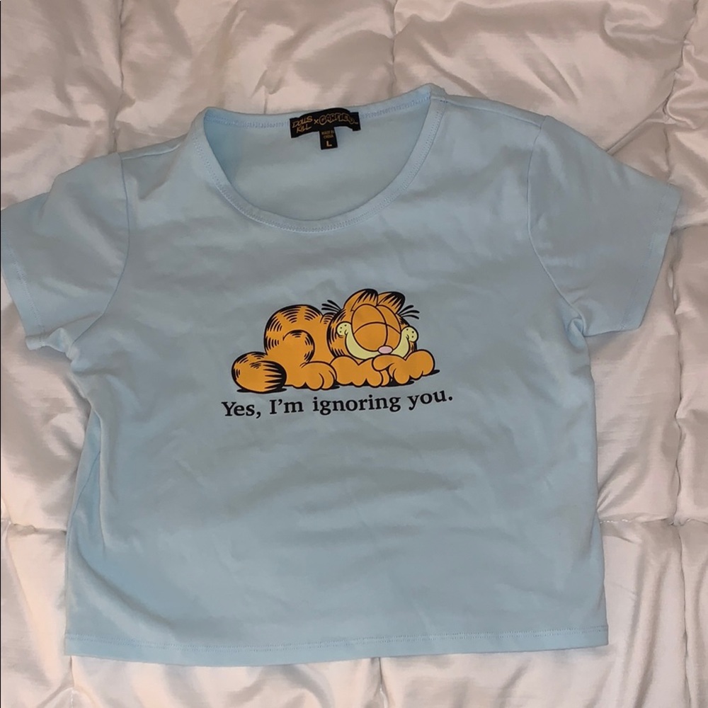 Y2k Garfield Blue Baby Tee